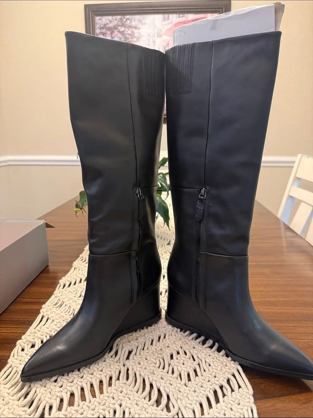 Franco Sarto Black Over-the-Knee Pointed-Toe Boots